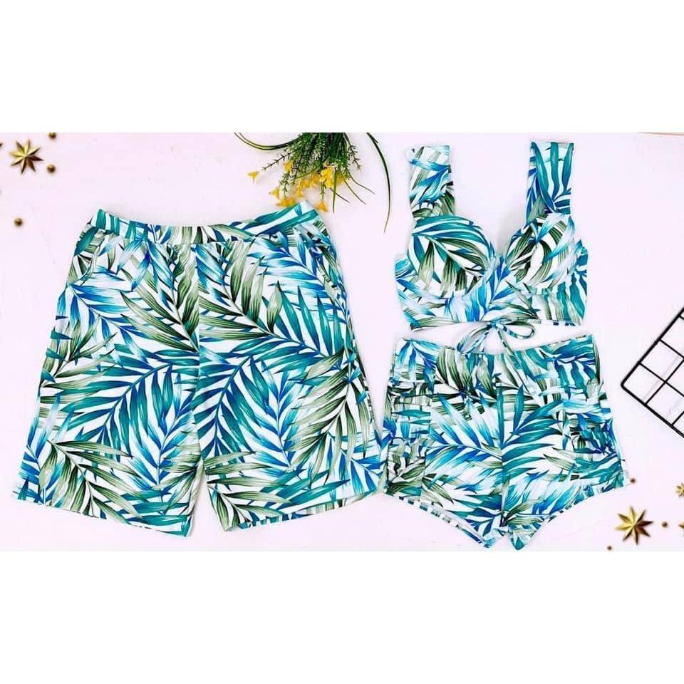 Đồ Bơi Cặp Nam Nữ Đáng Yêu Có Mút Nâng Ngực Tôn Dáng Chất Thun Lạnh Co Dãn Dày Dặn