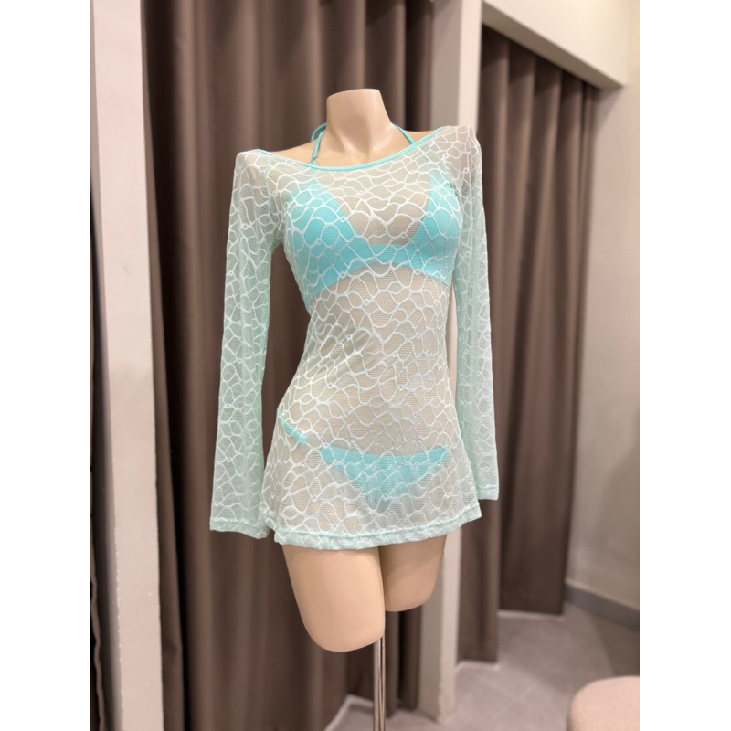 Beachclub-đầm lưới đi biển tay dài