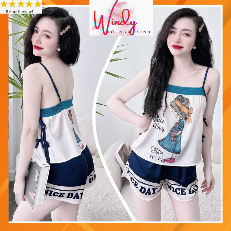 Set đùi nữ mặc nhà dễ thương chất lụa latin in 3D loại 1 freesize dưới 60kg WINDY BOUTIQUE