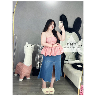 ÁO PEPLUM CUP KẺ SỌC HỒNG [TNT SHOP BIGSIZE 60KG 90KG]