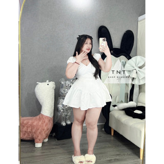  ĐẦM CỔ V TAY BỒNG DÁNG XÒE TNT SHOP BIGSIZE 60KG 90KG  