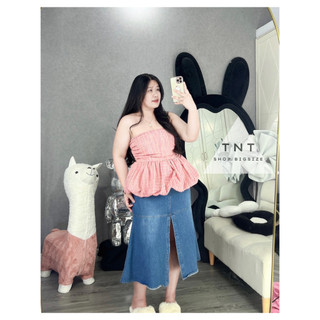 ÁO PEPLUM CUP KẺ SỌC HỒNG [TNT SHOP BIGSIZE 60KG 90KG]