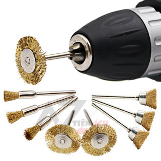 Chổi đánh rỉ mini, Chổi đánh rỉ sắt sợi đồng trục 3mm, Chổi đánh rỉ lắp máy khoan