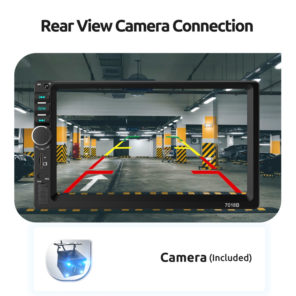 Essgoo Máy Nghe Nhạc Mp5 7 Inch 2 Din Radio Ips Màn Hình Cảm Ứng Bt Tf Fm Usb Mirrorlink 7018B Cho Xe Hơi