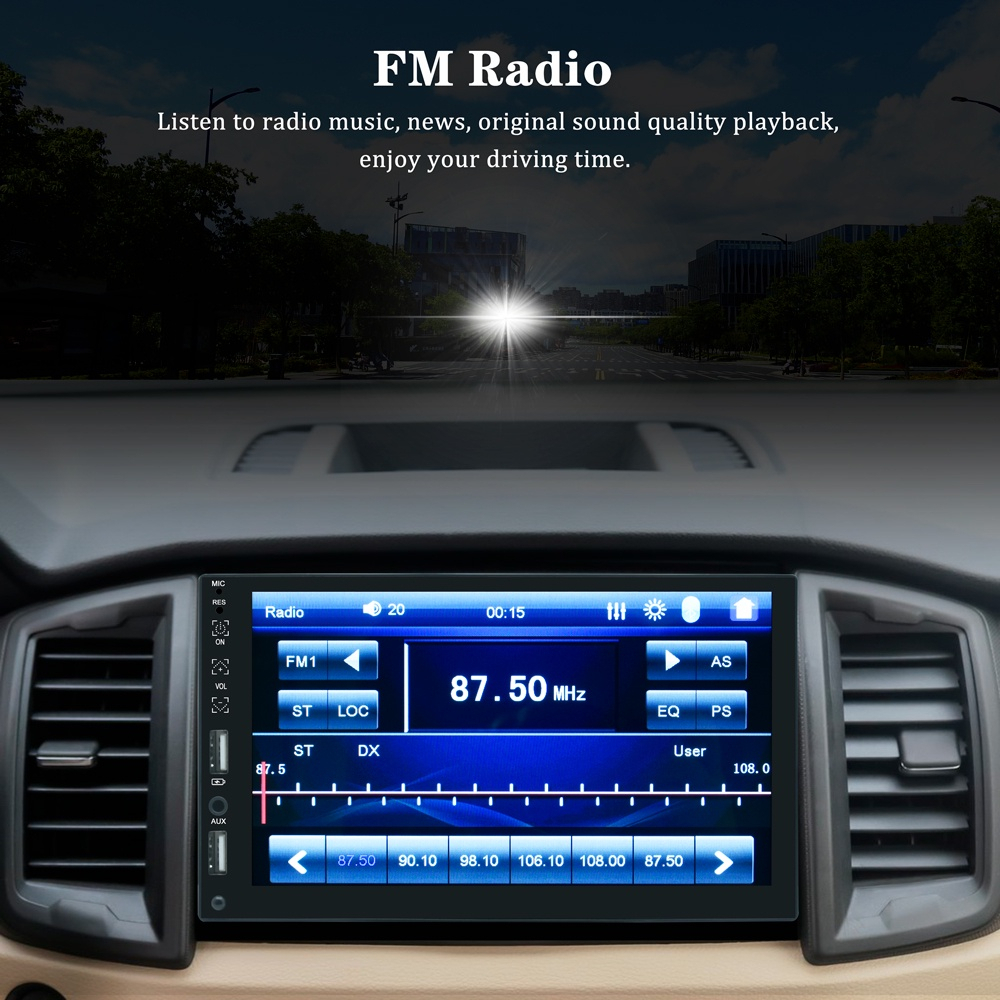 Essgoo Máy Nghe Nhạc MP5 Vedio Kết Nối Bluetooth FM Màn Hình Cảm Ứng 7 "1 Din Cho Xe Hơi Carplay Android Auto