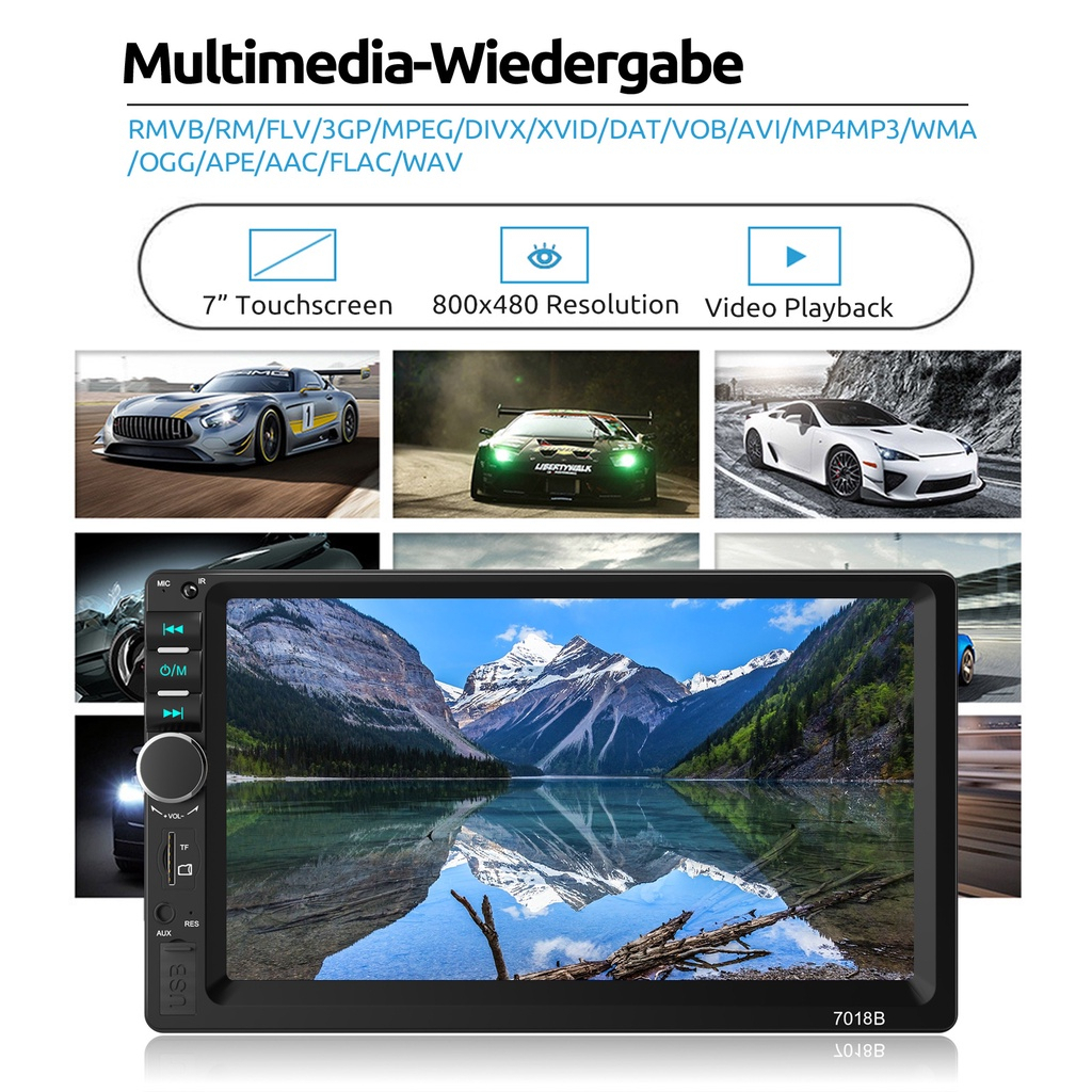 Essgoo Máy Nghe Nhạc Mp5 7 Inch 2 Din Radio Ips Màn Hình Cảm Ứng Bt Tf Fm Usb Mirrorlink 7018B Cho Xe Hơi