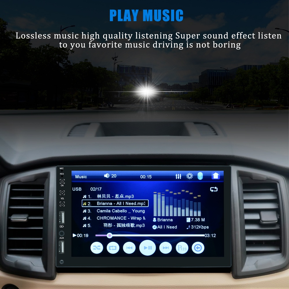 Essgoo Máy Nghe Nhạc MP5 Vedio Kết Nối Bluetooth FM Màn Hình Cảm Ứng 7 "1 Din Cho Xe Hơi Carplay Android Auto