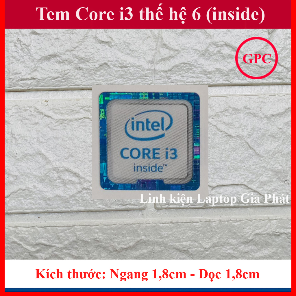 Tem Core i3 Thế Hệ 6, Tem Core i3 Thế Hệ 7 - màu Xanh