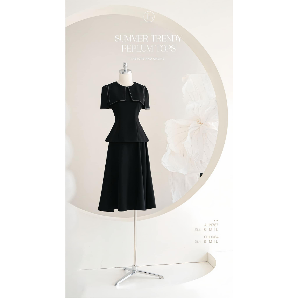 Áo nữ công sở sang trọng phối đáp ngực chất liệu tuyết mưa cao cấp Tiin Store - AHN767