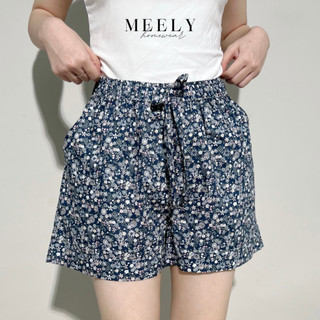 Quần đùi nữ hoa nhí cạp chun chất liệu thô cotton rộng rãi thoáng mát - thiết kế bởi Meely
