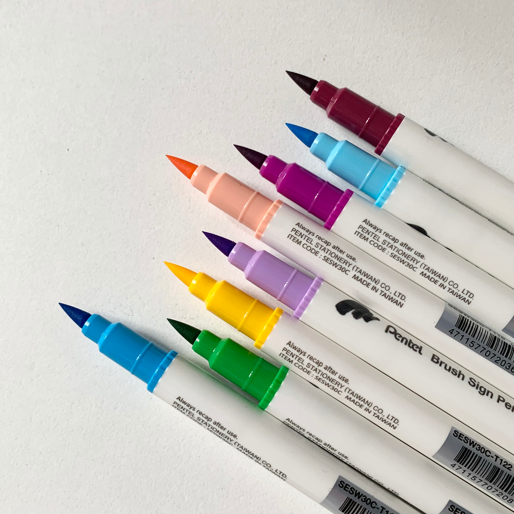 Bút viết thư pháp calligraphy Pentel Brush Sign Pen Twin 30 màu