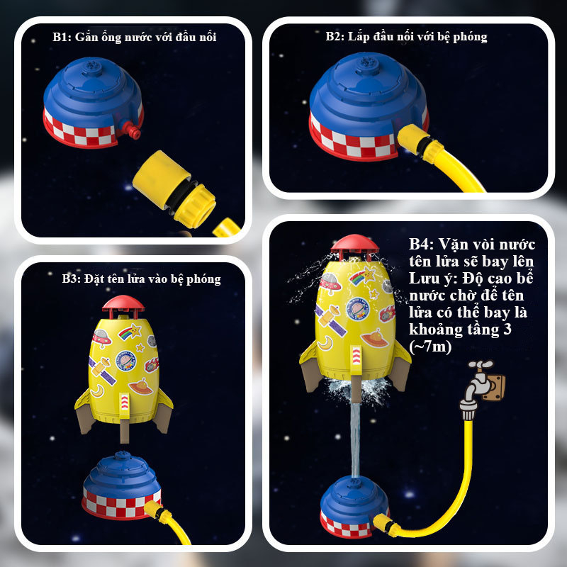 Đồ chơi phòng tắm cho bé, tên lửa phản lực nước, phun nước siêu hấp dẫn từ Biacare cho trẻ 1-3 tuổi