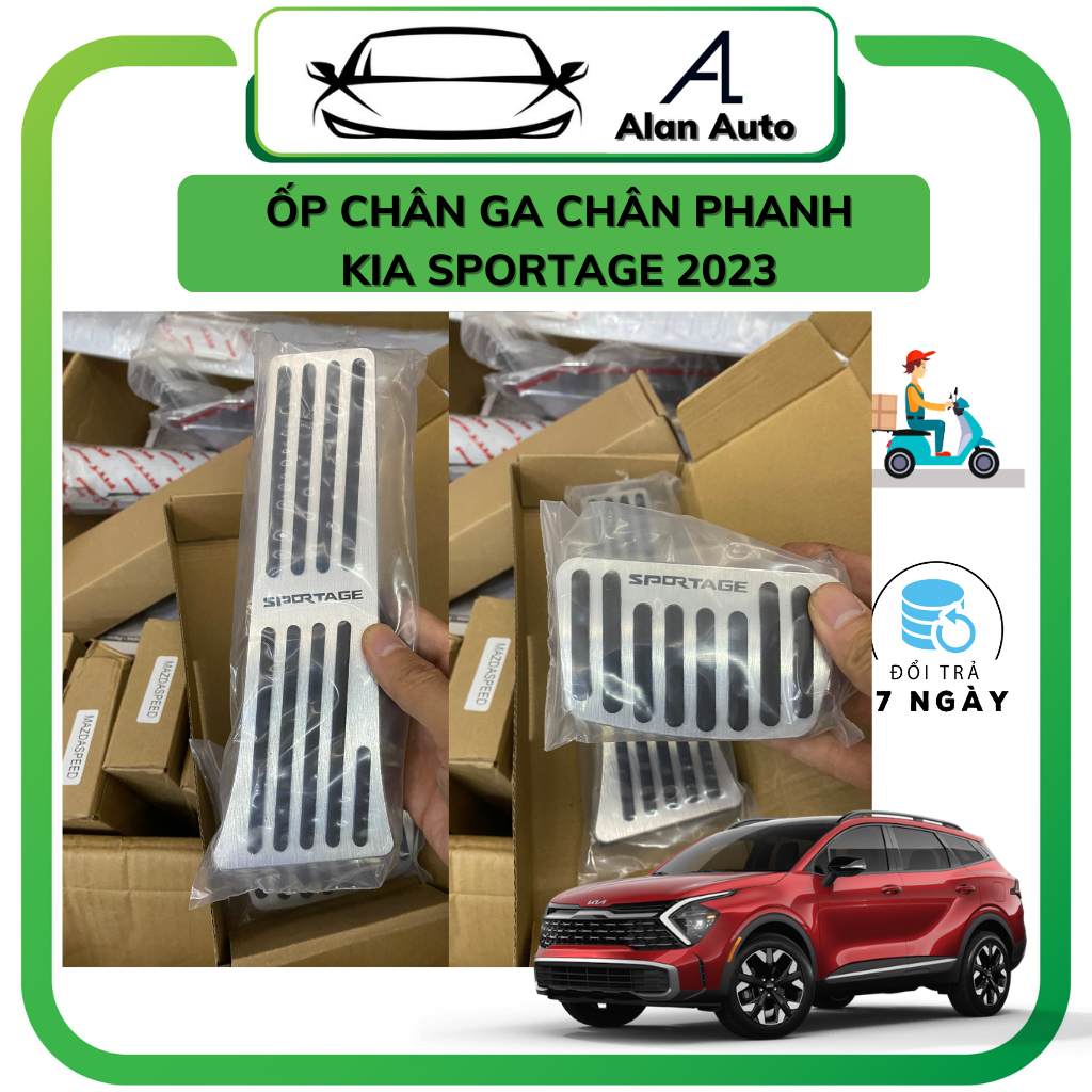 Ốp chân ga, ốp chân phanh xe Kia Sportage 2022-2023,CHẤT LIỆU nhôm bọc cao su cao cấp