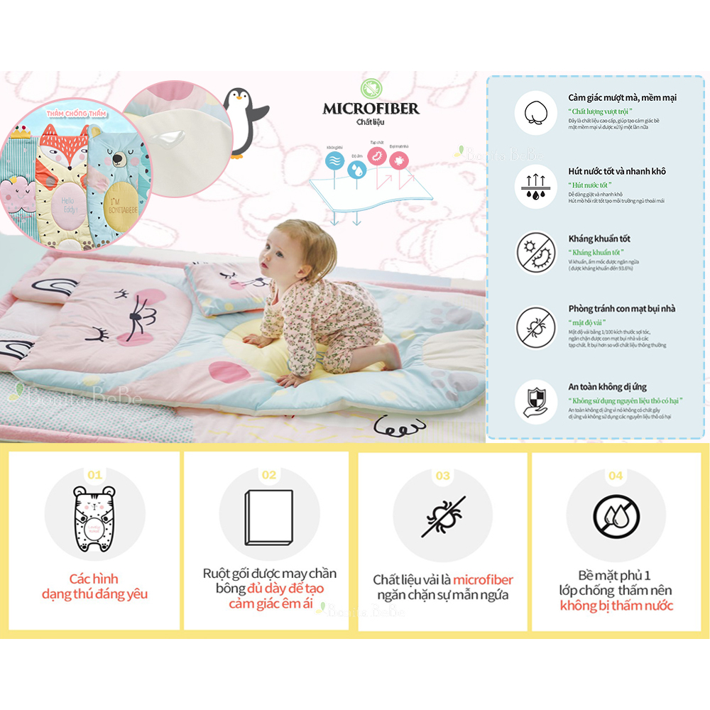 Thảm chống thấm cho bé siêu thấm hút và thoáng mát nhập khẩu BONITABEBE Hàn Quốc