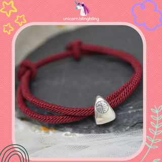 Vòng tay dây bện vải charm bạc may mắn vong tay đôi couple