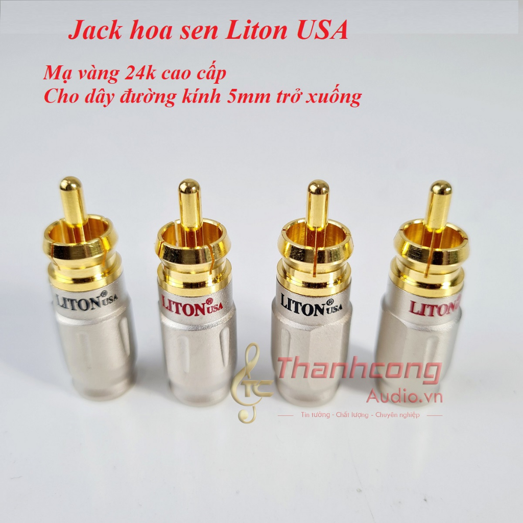 Jack AV/RCA Liton cao cấp. jack hoa sen Liton mạ vàng