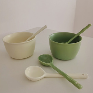 Set 1 bát + 1 thìa sứ phong cách đơn giản(order)