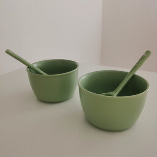 Set 1 bát + 1 thìa sứ phong cách đơn giản(order)