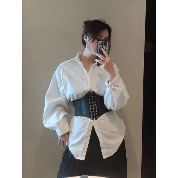 Đai nịt bụng eo đai váy da Corset DV19 Thắt lưng da belt dây nịt phối dây buộc co giãn steampunk Vintage quyến rũ Camcam