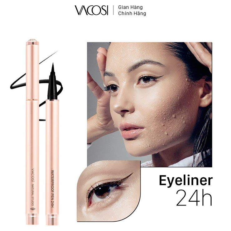 Bút Kẻ Mắt Nước Không Trôi Đen Bóng VACOSI 24H - VACOSI 24H WATERPROOF PEN