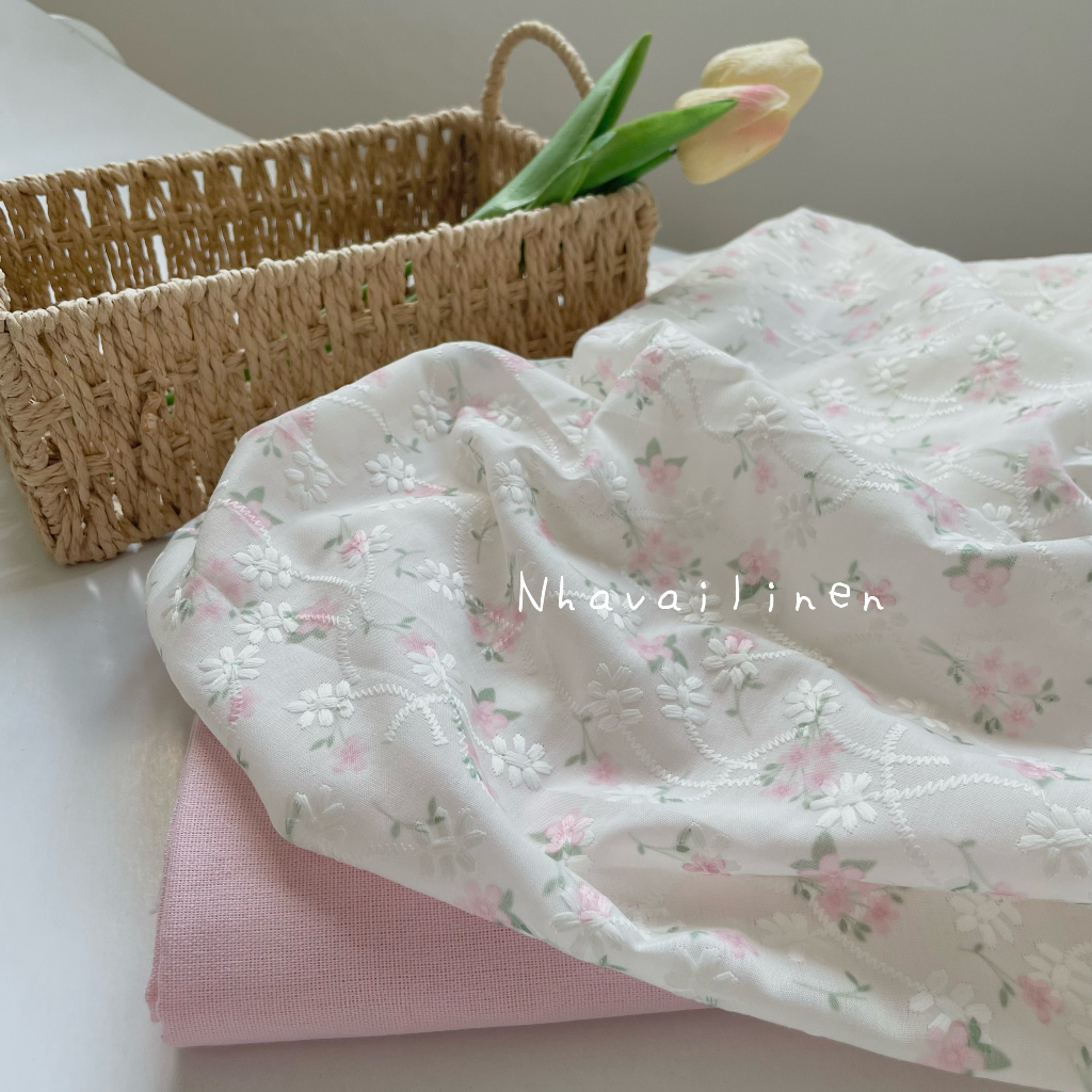 BOI THÊU HOA HỒNG MỚI NHÀ VẢI LINEN