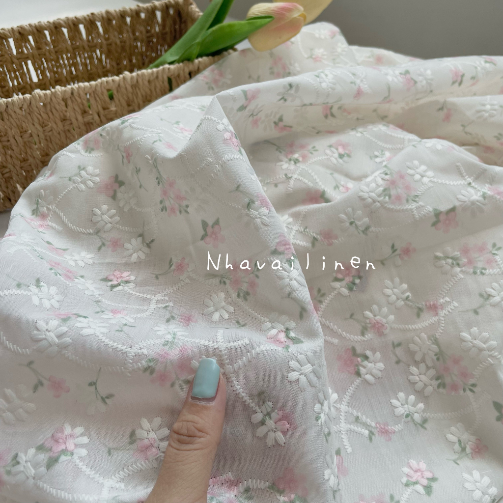 BOI THÊU HOA HỒNG MỚI NHÀ VẢI LINEN