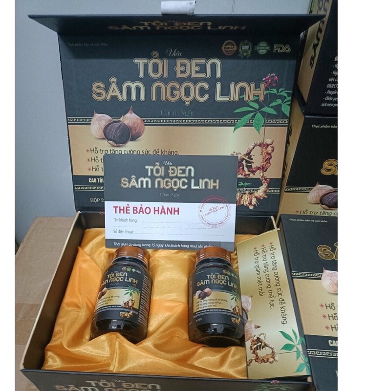 VIÊN TỎI ĐEN SÂM NGỌC LINH CHÙM NGÂY HỘP CỨNG 2 LỌ * 30 VIÊN