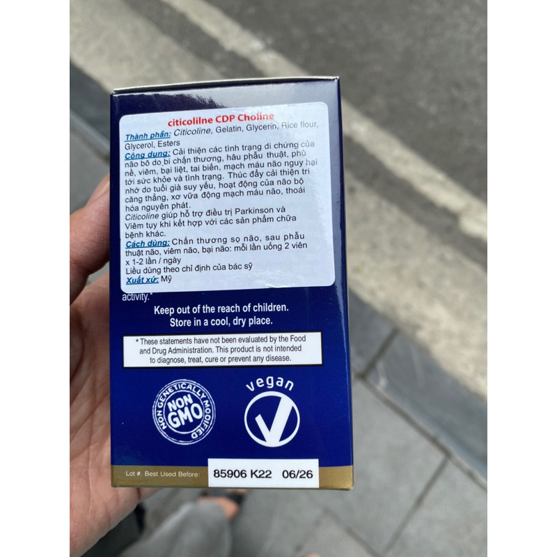 Viên uống Jarrow Citicoline 500mg, lọ 60 viên, USA, bổ não, giảm mất ngủ, tăng trí nhớ