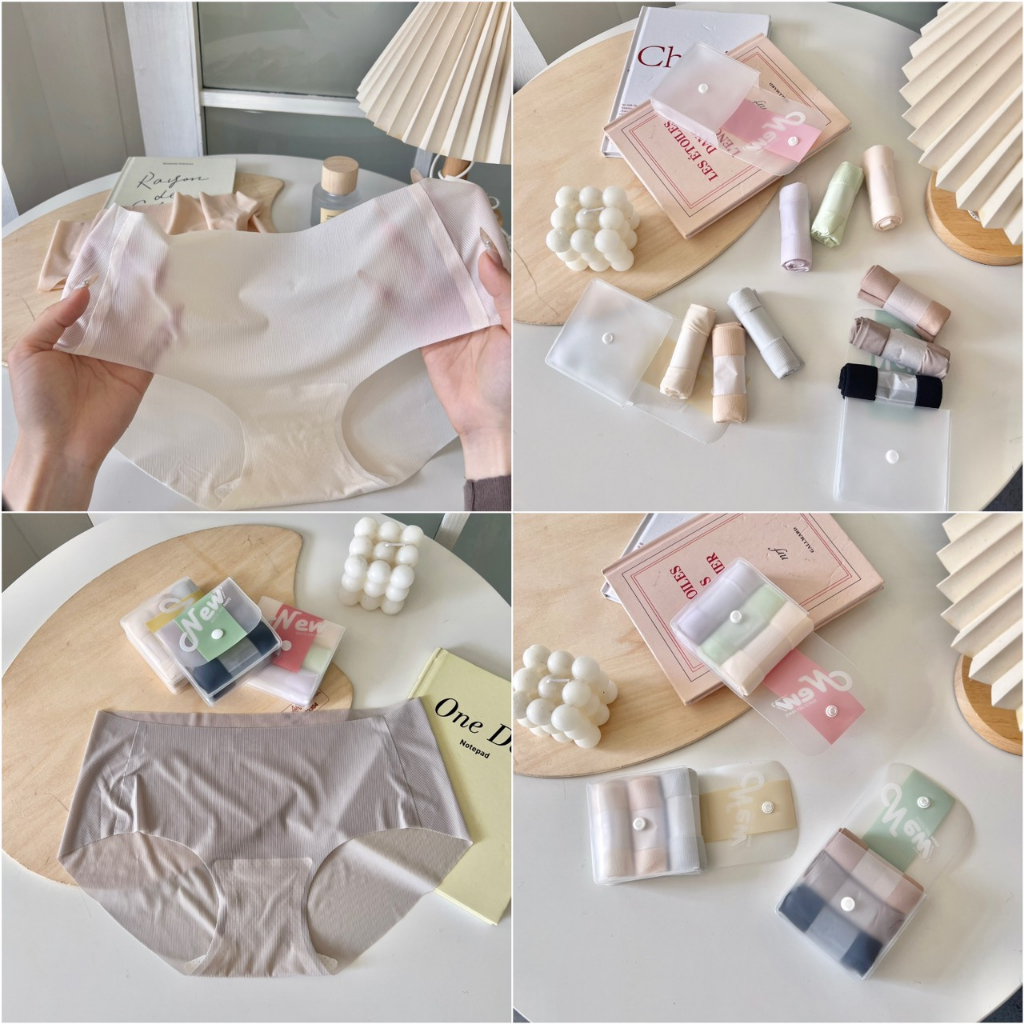 Túi 3 Quần Lót Nữ Su Thạch Băng Lụa Kháng Khuẩn Siêu Tàng Hình New Myna 6868