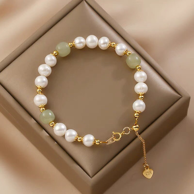 Vòng Tay Mix Bi Và Đá Xanh 3 Hạt Lắc Tay Dễ Thương - Ngọc Trai Trường Thịnh