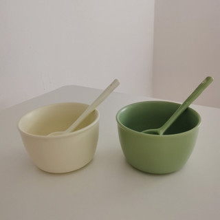 Set 1 bát + 1 thìa sứ phong cách đơn giản(order)