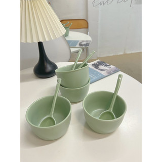 Set 1 bát + 1 thìa sứ phong cách đơn giản(order)