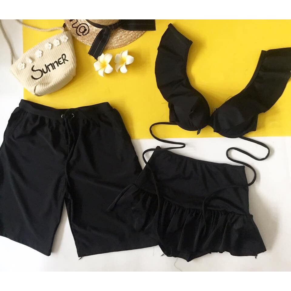 Đồ Bơi Cặp Nam Nữ Đáng Yêu Có Mút Nâng Ngực Tôn Dáng Chất Thun Lạnh Co Dãn Dày Dặn