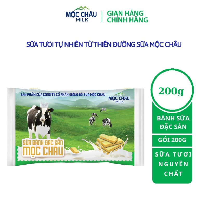 [Mã ICBFRI15 giảm 15K đơn 99K] Bánh Sữa Cô Đặc Nguyên Chất Mộc Châu Milk - Gói 200g (14 chiếc)