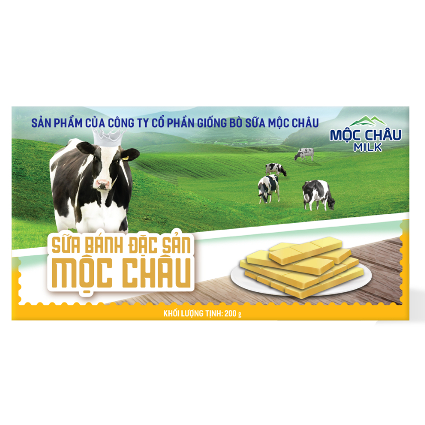 [Mã INBAU15 giảm 15K đơn 99K] Bánh Sữa Cô Đặc Nguyên Chất Mộc Châu Milk - 200g (14 chiếc)