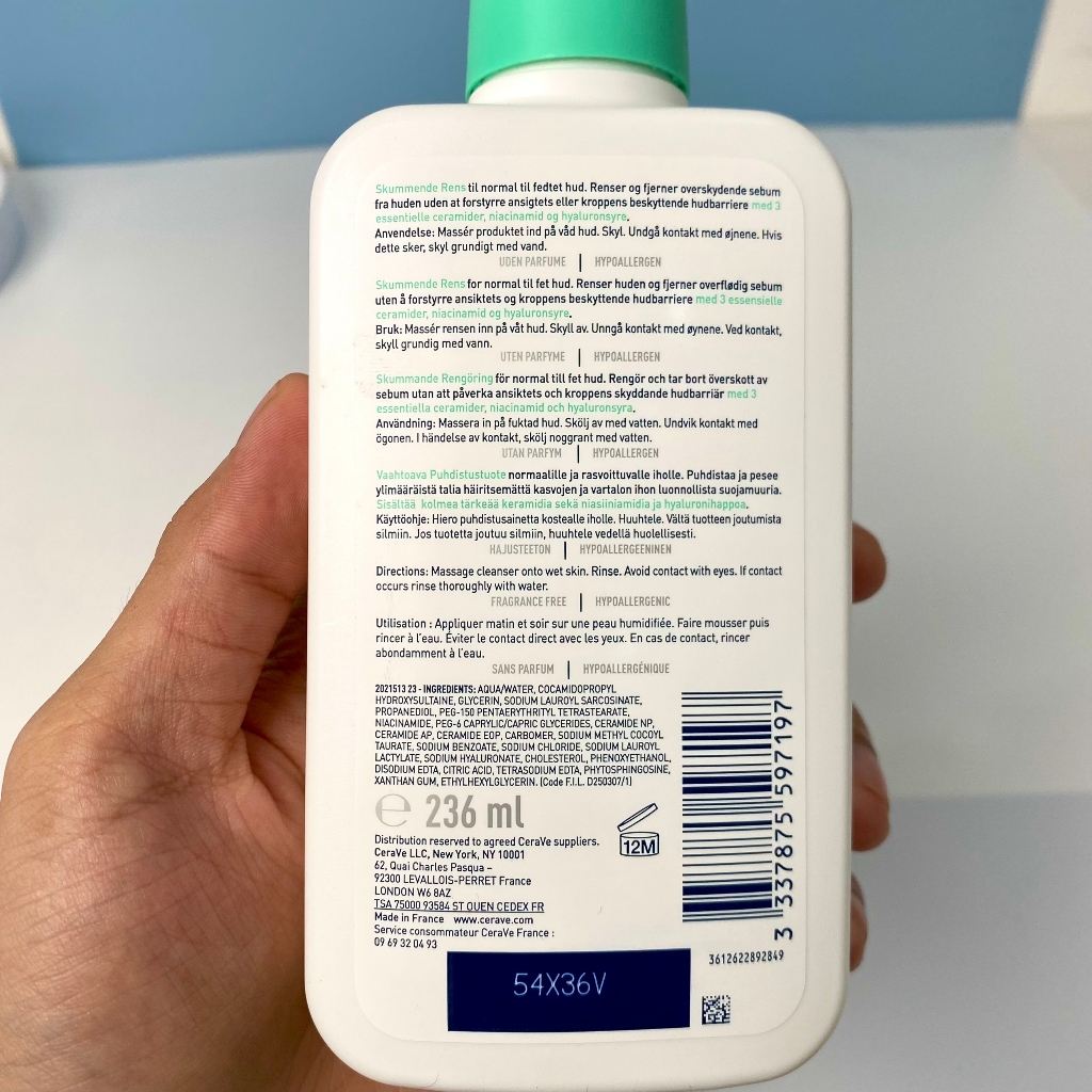 Sữa rửa mặt CERAVE sạch sâu cho da dầu, da dầu mụn, da nhạy cảm dung tích 236ml