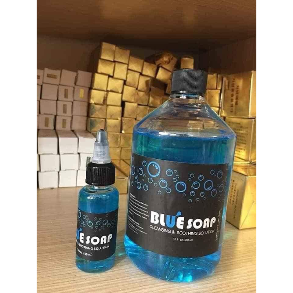 Dung dịch lau rửa vệ sinh hình xăm👉 bluesoap chai 40ml và  500ML