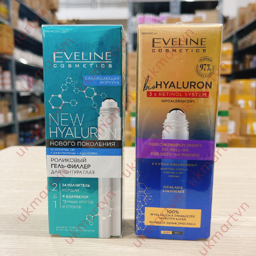 Lăn Mắt Eveline Bio Hyaluron 3x Retinol System 15ml Chống Nhăn, Lão Hóa