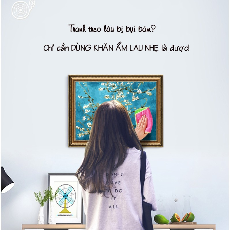 Tranh số hóa 20 x 20 cm -TẶNG KHĂN-Có SƠN BÓNG-đã căng khung-,có 2 đinh 3 chân- Tranh sơn dầu số hóa, tranh tô theo số