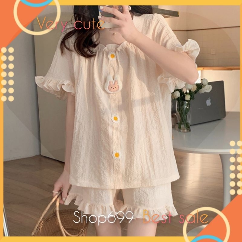 ( CÓ SẴN - RẺ NHẤT SHOPEE) BỘ PYJAMA NGẮN TAY QUẦN ĐÙI PHONG CÁCH HÀN QUỐC CHẤT VẢI ĐŨI XỐP HÀNG QUẢNG CHÂU CAO CẤP