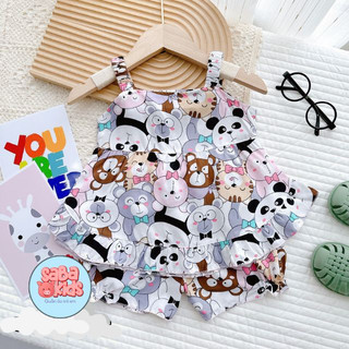 Đồ Bộ Đùi Cho Bé Gái Chất Tole Lanh SABAKIDS Gài Nút Cánh Tiên Mỏng Mát Dễ Thương Mặc Nhà Cho Bé