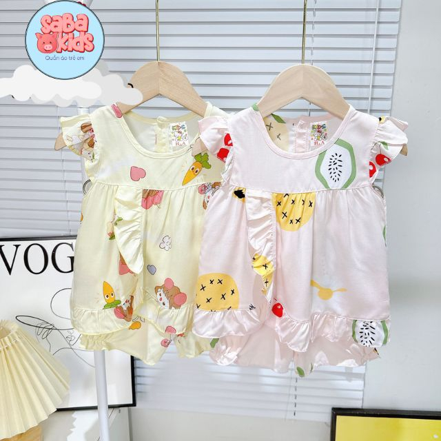 Bộ Quần Áo Cho Bé Mặc Nhà Tôn Lanh  Gài Nút Mát Mẻ Siêu Xinh Mặc Hè Mát SABAKIDS