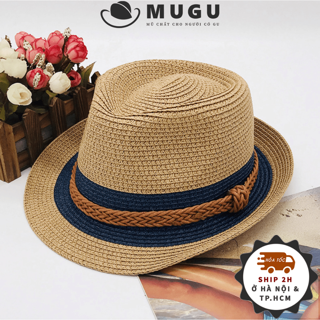 Mũ Phớt Fedora Nam Nữ Vành Ngắn Thời Trang Mugout MC10 - Nón Phớt Nam Nữ Cao Cấp Đi Biển Chất Cói | Mũ Chất HN
