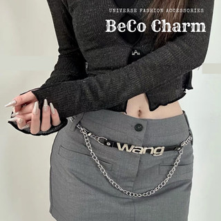 Thắt lưng da Đai váy dây mix xích phối da dây nịt chữ WANG DV26 sang chảnh hàng cao cấp trendy cá tính Beco Charm
