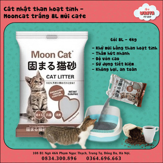 Cát nhật than hoạt tính - Mooncat trắng 8L mùi cafe - sỉ vệ sinh cho mèo | Wanya Pet Shop