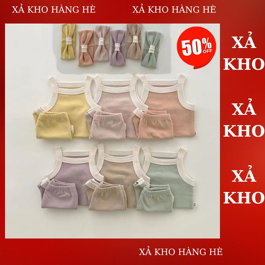 Set áo không tay kèm quần+tuban cho bé phong cách hàn quốc 5-13 Kg