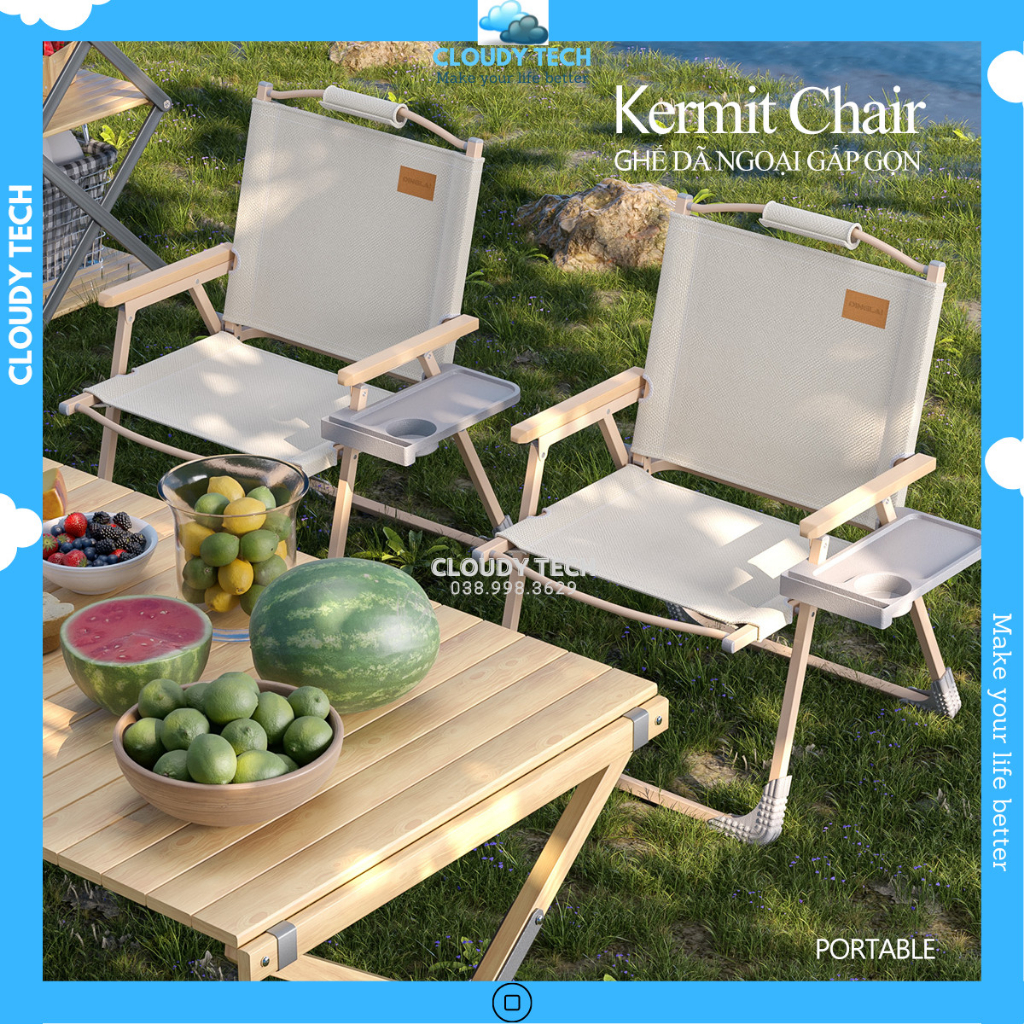 Ghế gấp gọn, ghế xếp dã ngoại, có tựa lưng, dùng đi dã ngoại, du lịch, phượt, câu cá, café
