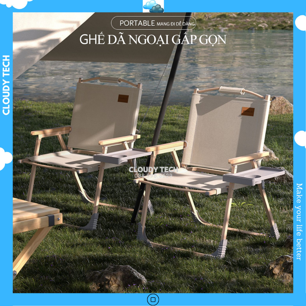 Ghế gấp gọn, ghế xếp dã ngoại, có tựa lưng, dùng đi dã ngoại, du lịch, phượt, câu cá, café | BigBuy360 - bigbuy360.vn