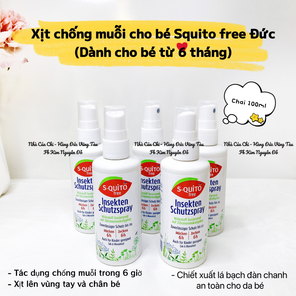 Xịt -kem ch-ố-n-g muỗi nội địa Đức - squito free - mẫu mới