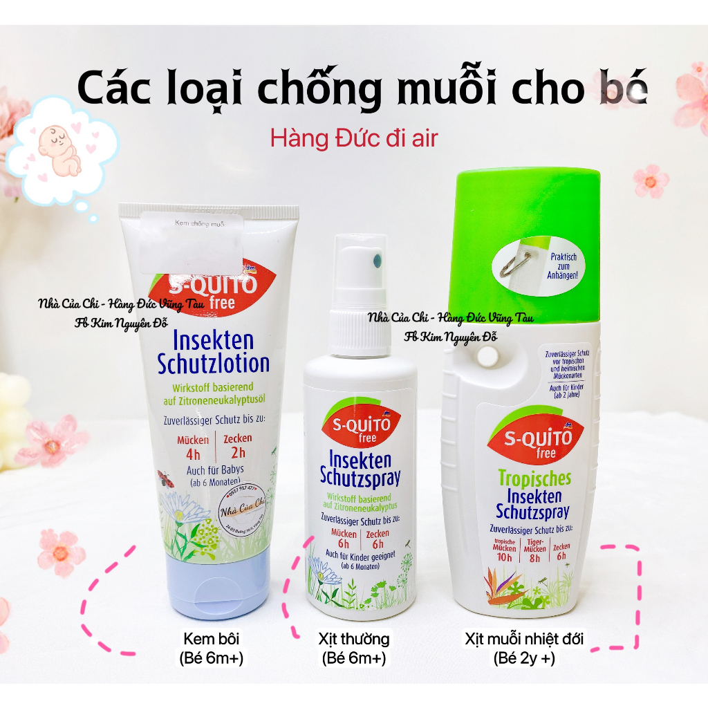 Xịt -kem ch-ố-n-g muỗi nội địa Đức - squito free - mẫu mới